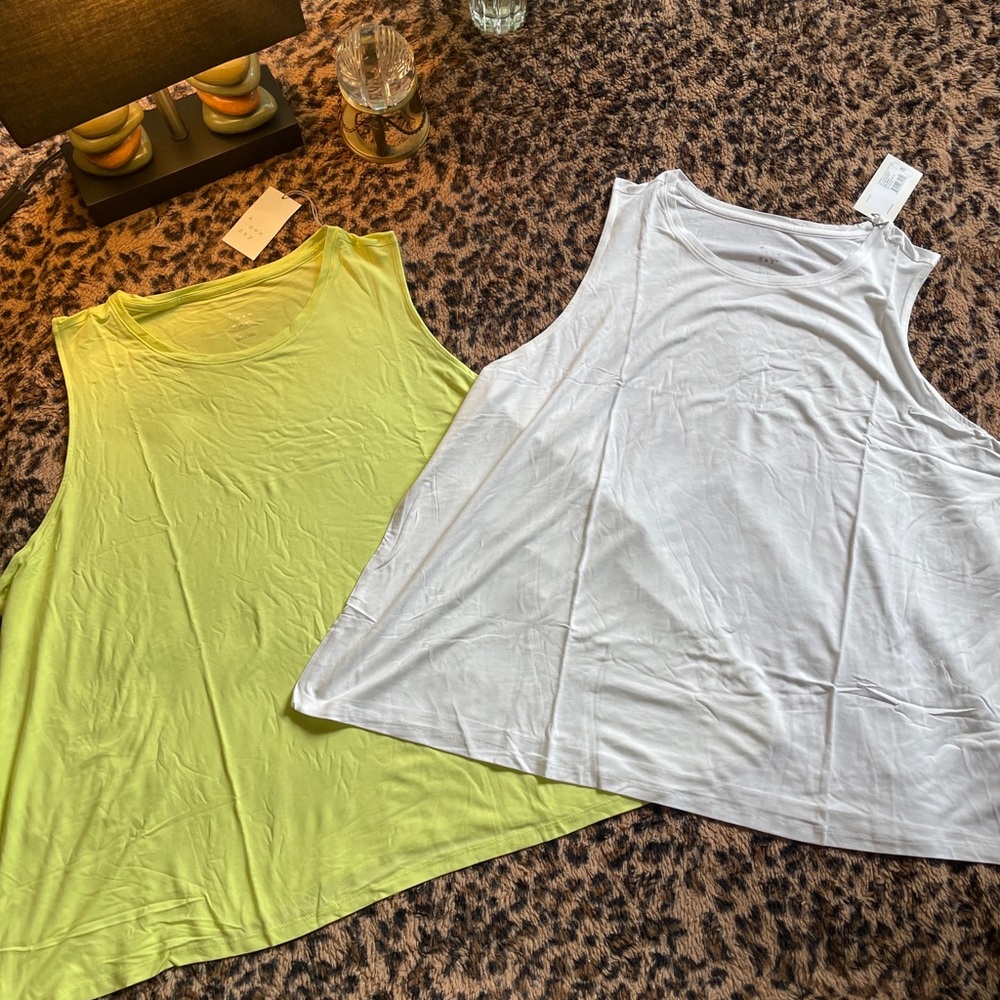 2X A New Day Women's  Soft Tank Top /White  & Light Green Size 3X /Sleeveless.